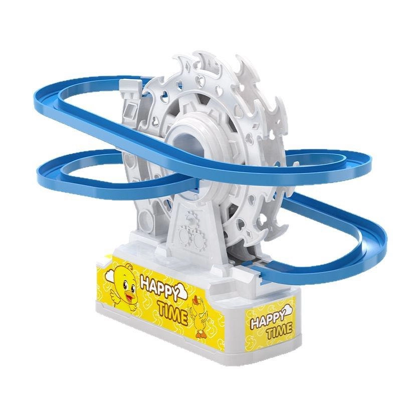 Elektrisches Enten Roller Coaster Spielzeug mit Musik und Licht: Großer Aufzug und Rutschenbahn im Happy Time Stil