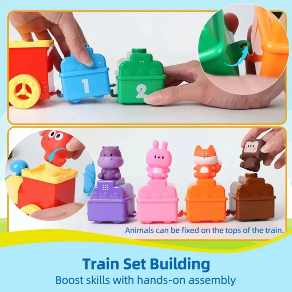 nummerierter tier zug set 1 9 – pädagogisches stapel & sortierspiel für kleinkinder