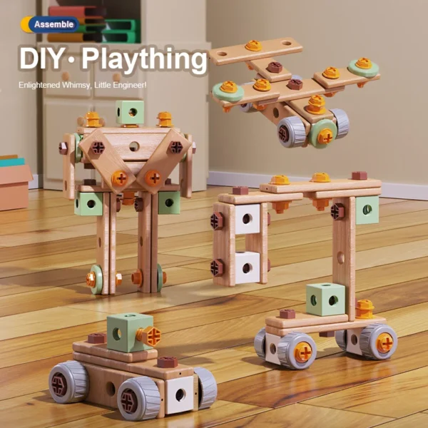 Montessori Holz-Schraubset mit Akkubohrer – Pädagogisches Konstruktionsspielzeug