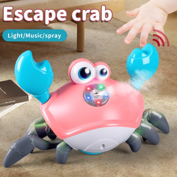 Krabbelnde Krabbe – Interaktives Motorikspielzeug mit Musik, Licht & Sensor Fluchtmodus für Babys ab 3 Jahren
