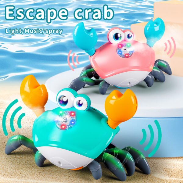 Krabbelnde Krabbe – Interaktives Motorikspielzeug mit Musik, Licht & Sensor Fluchtmodus für Babys ab 3 Jahren