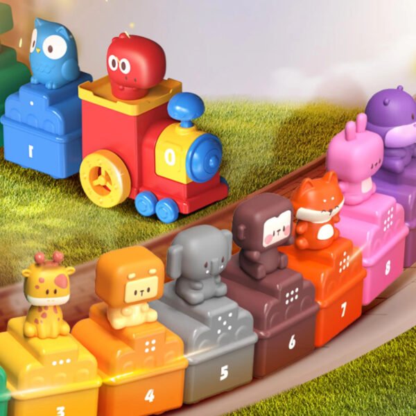 Zahlenzug Spielzeug Kinder ab 2 Jahre – Lernspielzeug mit Zahlen 1–9, Tierfiguren & Steckspiel – Motorikspielzeug Kleinkind, Ziehzug Baby, Montessori Geschenk 2 3 4 5 Jahre