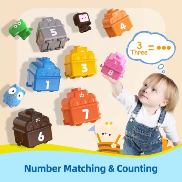 Zahlenzug Spielzeug Kinder ab 2 Jahre – Lernspielzeug mit Zahlen 1–9, Tierfiguren & Steckspiel – Motorikspielzeug Kleinkind, Ziehzug Baby, Montessori Geschenk 2 3 4 5 Jahre