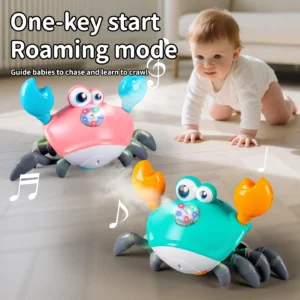Krabbelnde Krabbe Motorikspielzeug mit Musik und LED-Licht für Babys