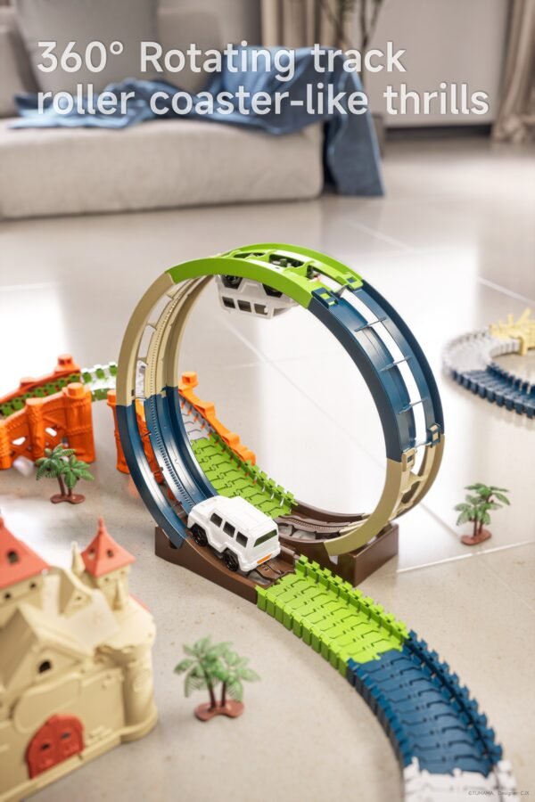 Rennstrecke Kinder – 202-teiliges Autorennbahn Set mit Loop & leuchtenden Autos