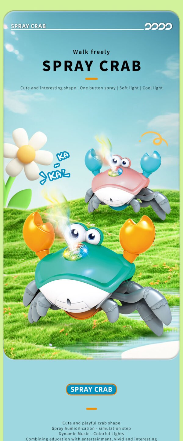 Krabbelnde Krabbe – Interaktives Motorikspielzeug mit Musik, Licht & Sensor Fluchtmodus für Babys ab 3 Jahren