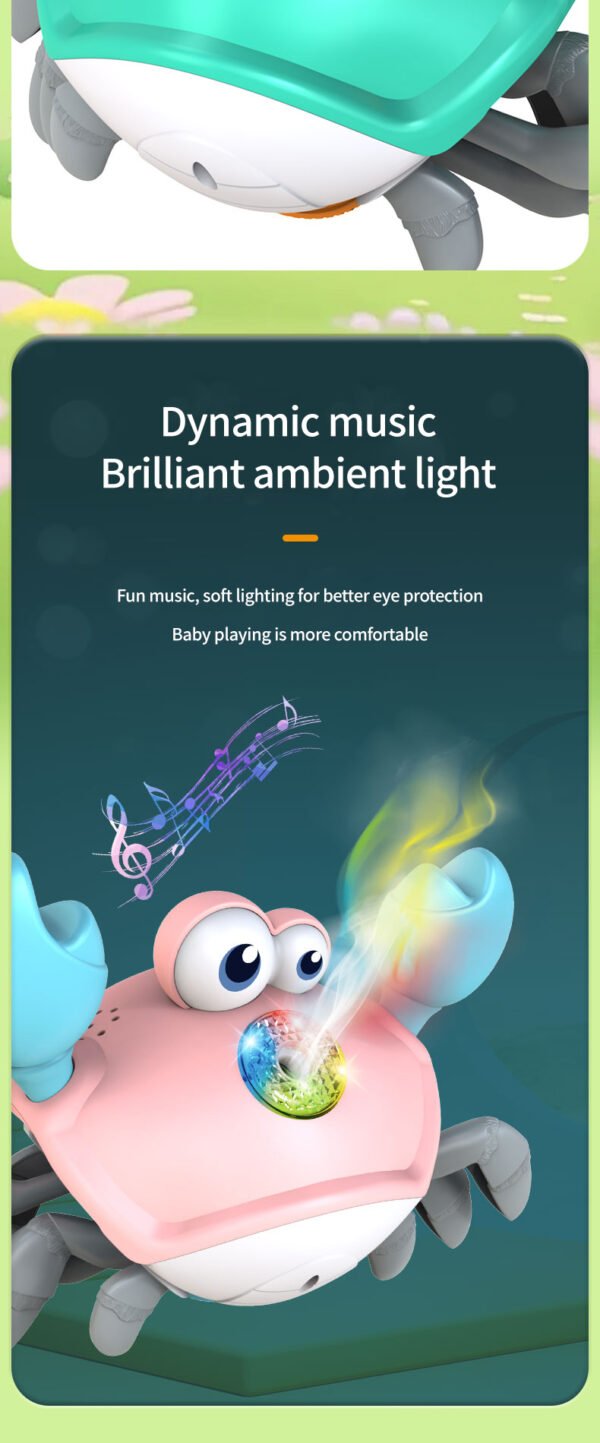 Krabbelnde Krabbe – Interaktives Motorikspielzeug mit Musik, Licht & Sensor Fluchtmodus für Babys ab 3 Jahren